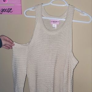 Cream Cold-Shoulder Knit Sweater